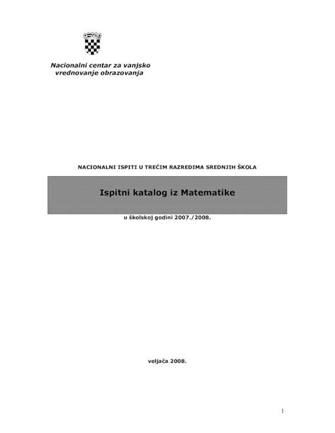 Pdf Nacionalni Ispiti U TreĆim Razredima Srednjih Dokumentincvvohr