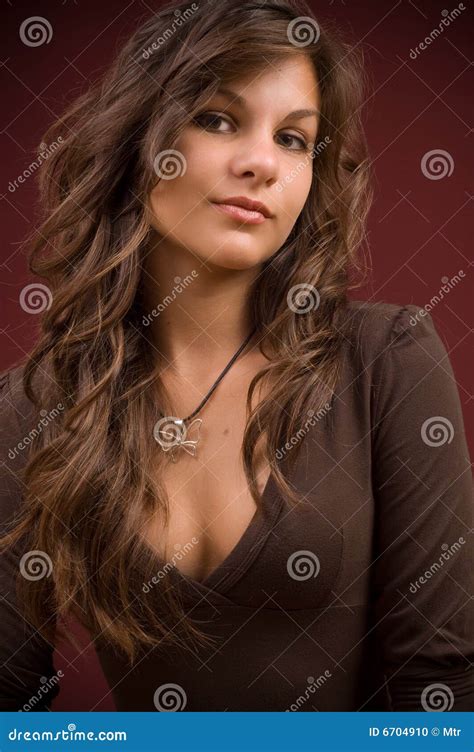 Portret Van Een Mooie Jonge Vrouw Stock Foto Image Of Modern Brunette