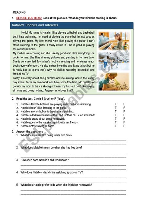 Reading Comprehension 1 Focused On Understanding GERUNDS ESL