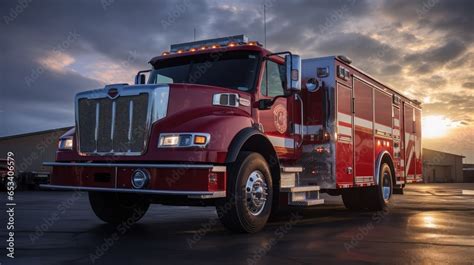 Precision And Power Of A Parked Fire Truck The Guardian Of Urban