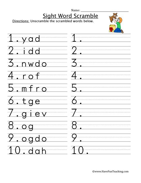 Word Scramble Worksheets | Have Fun Teaching