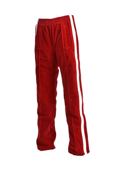 Velvet Baggy Track Pants Red Wht 裾 股下 ウエスト