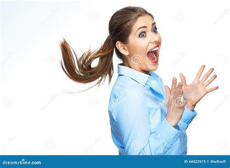 Surprising Business Woman Portrait on White Stock Image - Image of ... 