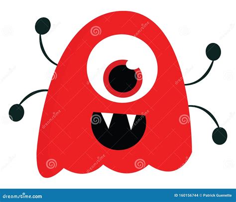 Un Monstruo Rojo Con Cuatro Manos Vectorial O Ilustración De Color