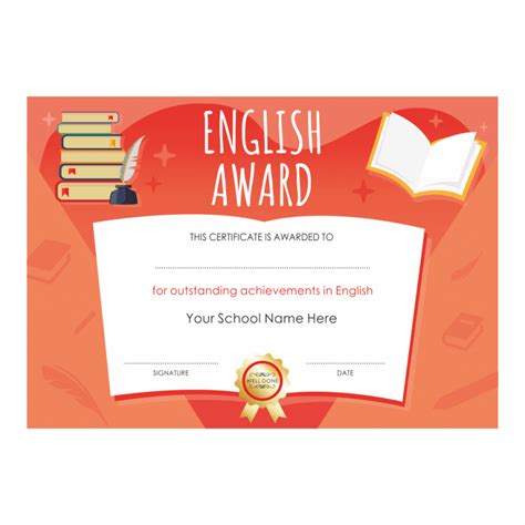 English Outstanding Achievement Certificates