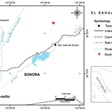 Location of the study area, northeast of Hermosillo, Sonora, Mexico ...