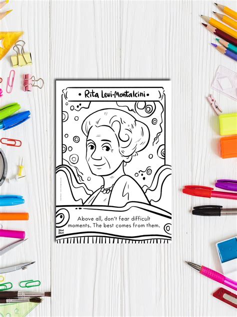 Rita Levi Montalcini Pagina Da Colorare Etsy Italia Coloring Pages