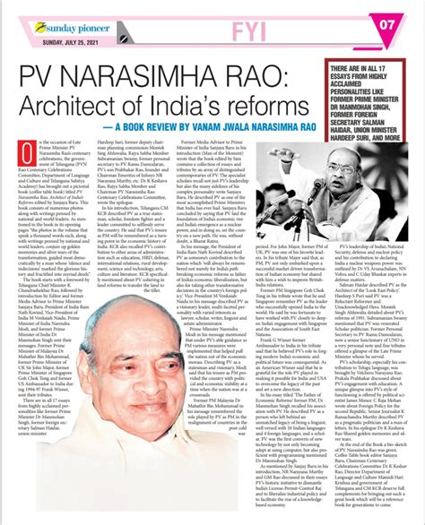 Jwala's Musings: PV Narasimha Rao, Architect of India’s Reforms ..... A ...