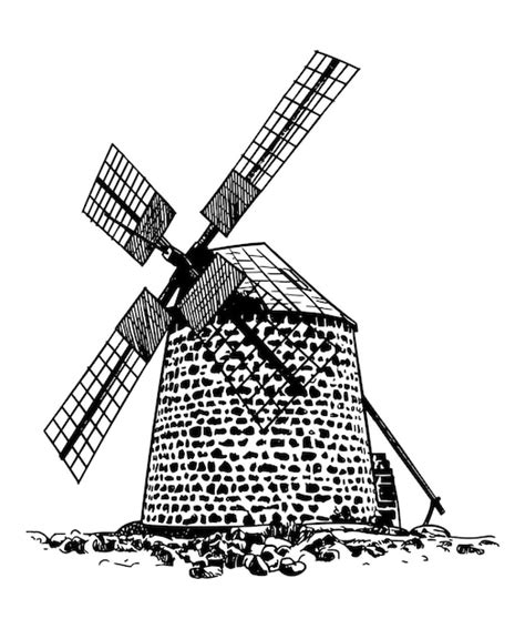 Premium Vector A Drawing Of A Windmill With The Words Mill On It