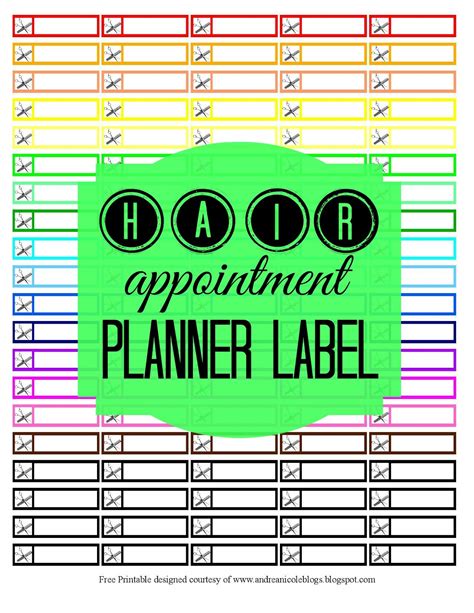 Andrea Nicole Free Printable Hair Appointment Planner Stickers