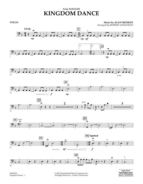 Kingdom Dance From Tangled Cello By Robert Longfield Sheet Music