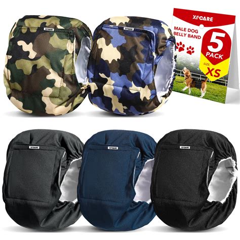 XPCARE Washable Male Dog Belly Band(5 Pack) - Reusable Male Dog Belly