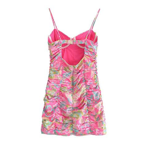 Pullover Strapless Back Sexy Floral Print Spaghetti Strap Mini Dress