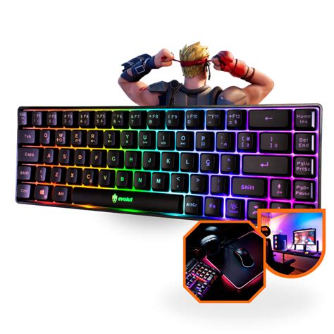 Teclado Gamer Semi Mec Nico Led Rgb Abnt Usb Pc Videogame Pequeno