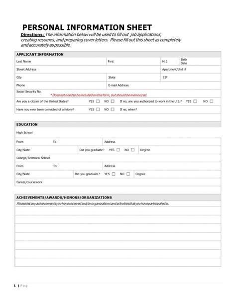 Formularios De Informaci N Personal Gratuitos Y Plantillas Mundo