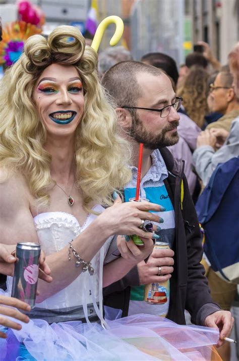 A Blonde Drag Queen Attending The Gay Pride Parade Also Known As Christopher Street Day Csd In