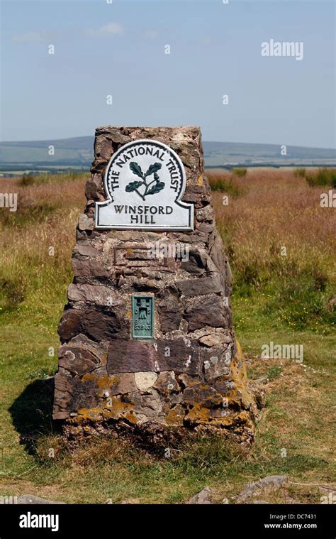 Exmoor Triangulation Point And Nt Sign Winsford Hill Somerset England