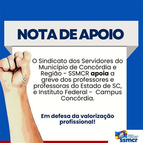 NOTA DE APOIO Sindicato dos Servidores do Município de Concórdia e