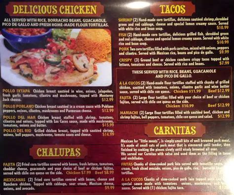 Menu at Los Cucos Mexican Cafe - Heights, Houston