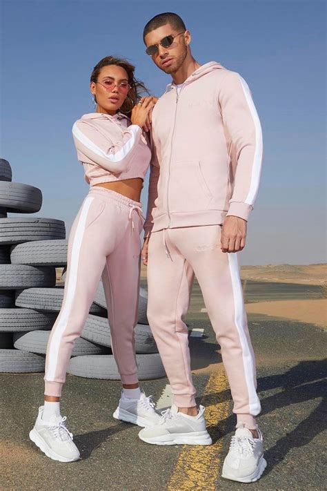 Her Contrast Panelled Crop Hooded Tracksuit Boohoo Cute Couple