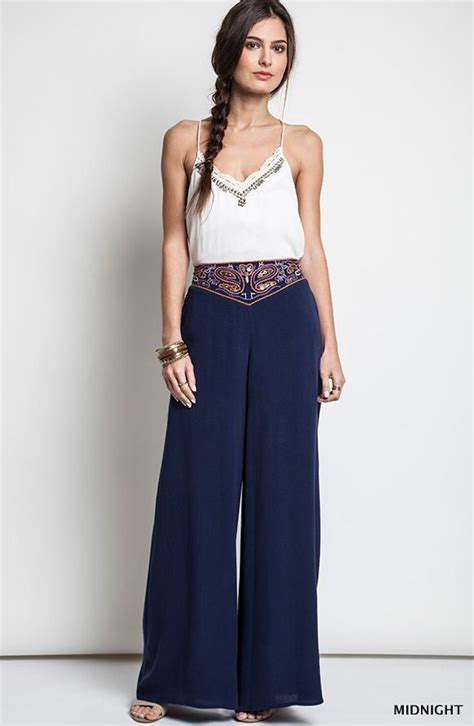 Midnight Blue Palazzo Pants Everyday Outfits High Waisted Palazzo Pants Plus Size Jeans