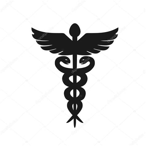 Símbolo médico caduceus aislado sobre fondo blanco Icono médico