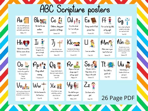 Abc Bible Scripture Posters Alphabet Scripture Posters Etsy