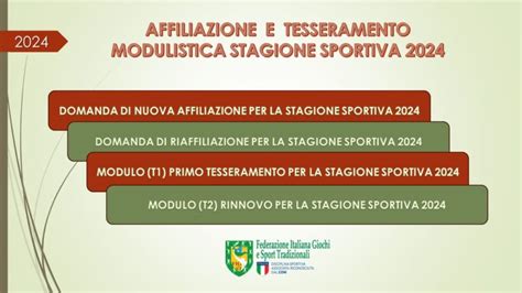 STAGIONE SPORTIVA 2024 AFFILIAZIONE E TESSERAMENTO FIGeST