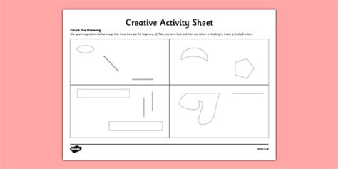 finish  drawing creative worksheet worksheet