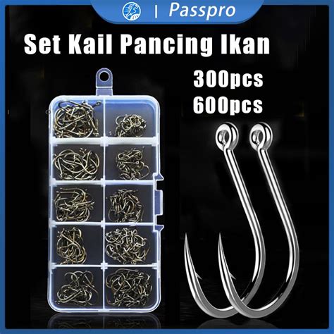 Jual Set Kail Pancing Ikan Bahan Baja Karbon Mata Kail Pancing Untuk