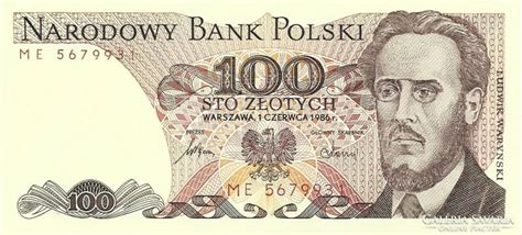 100 Zloty Zlotych Poland 1986 Aunc Numismatics Coins Paper Money