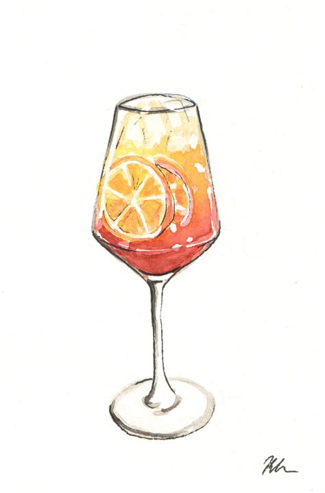 Aperol Spritz Watercolor Etsy