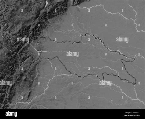 Sucumbios Province Of Ecuador Grayscale Elevation Map With Lakes And