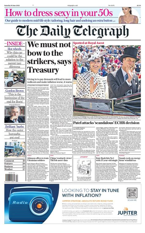 Daily Telegraph Front Page 18th Of June 2022 Tomorrows Papers Today