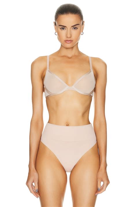 CUUP Mesh Plunge Bra In Sand FWRD