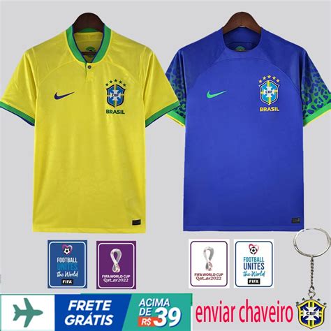 Camisa Brasil Casa Amarela Azul Longe Camiseta De Futebol