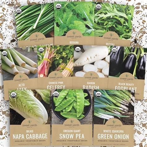 Organic Asian Vegetable Garden Seeds Variety Pack Non Gmo Usda Certified Organic