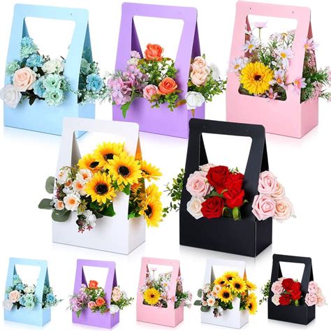 Ctosree Pcs Flower Boxes For Arrangements Craft Paper Gift Bags