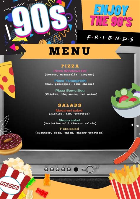 90s Themed Party Menu & Invitation (template Link to Canva) - Etsy