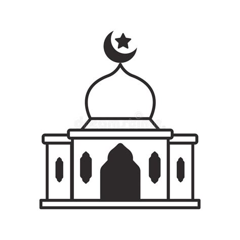 Simple Mosque Building Icon With Simple Black Design Stock Vector