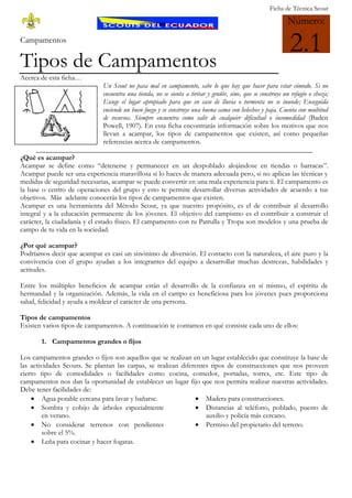 Tipos De Campamentos Pdf