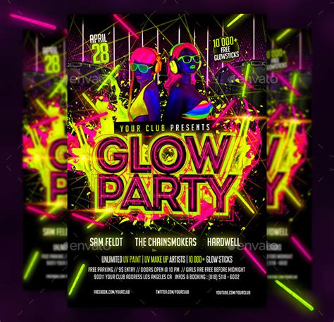 Glow Party Flyer Template 23 Free And Premium Download