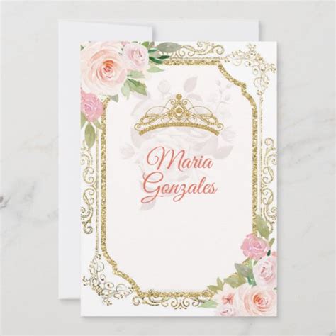 Pink Roses Dress Charra Mis Quince Invitation Zazzle