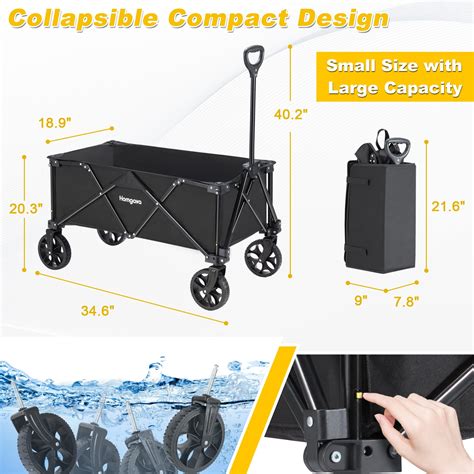 Homgava Collapsible Folding Wagon Cart Portable Large Capacity Utility