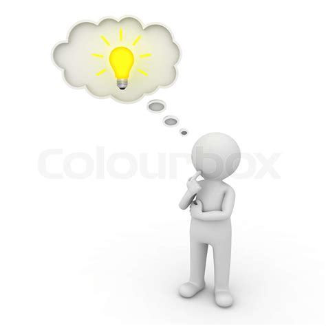 D Man Thinking With Idea Bulb In Thought Bubble Stock Image Colourbox