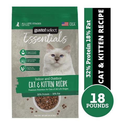 Gusto! Select Essentials Indoor and Outdoor Cat & Kitten Recipe Cat ...