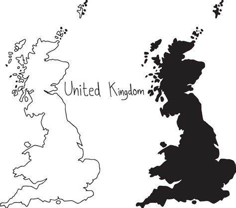 outline and silhouette map of United Kingdom - vector 3127498 Vector ...