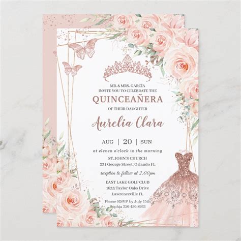 Sweet 15 Invitations Quince Invitations Gold Invitations Rose Gold