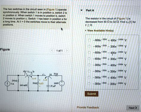 Solved The Two Switches In The Circuit Seen In Figure 1 Operate Synchronouslywhen Switch 1 Is