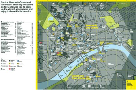 Newcastle hotels and sightseeings map